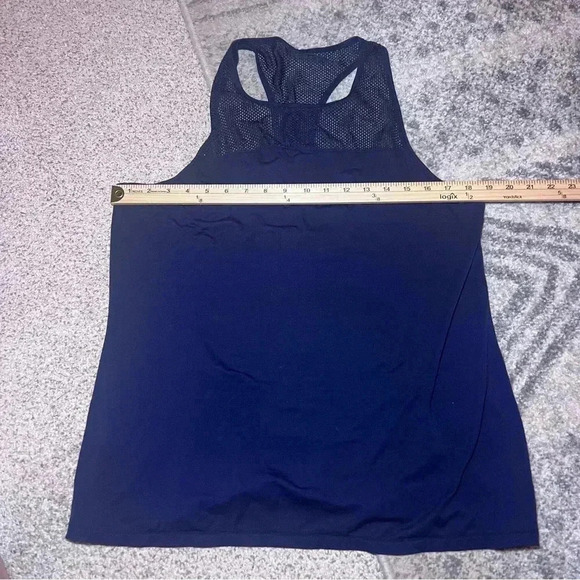 Athleta Be Free Navy Blue Mesh Tank Top Size Large Athletic Athleisure Gym - Picture 6 of 9